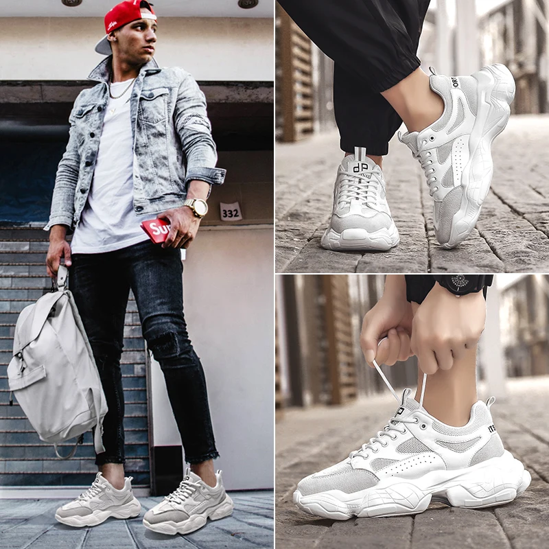 Мужские кроссовки на толстой подошве дышащая Спортивная обувь для бега ходьбы и