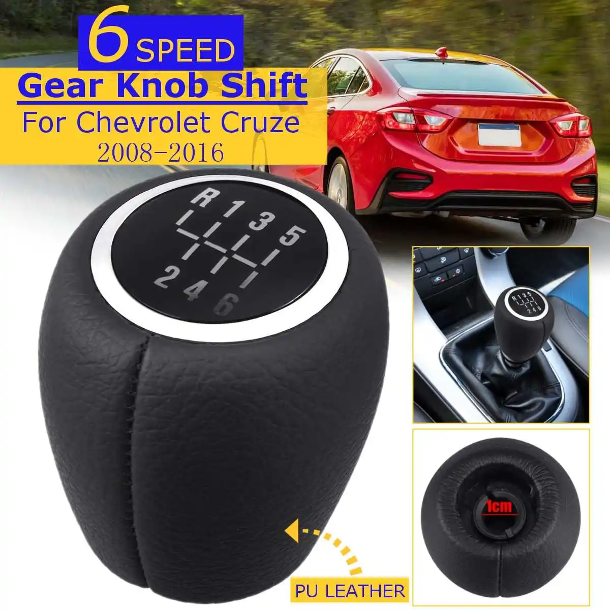 6 speed 5 и 6 Скорость из искусственной кожи ручной Шестерни рукоятка рычага переключения передач для Chevrolet Cruze 2008 2009 2010 2011 2012 2013 стайлинга автомобилей MT - Название цвета: 6 speed