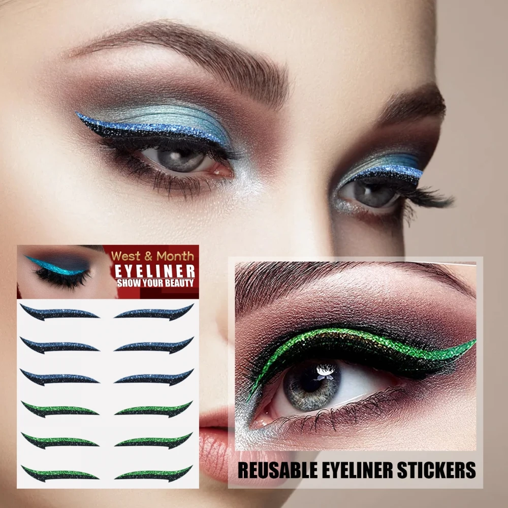 

6 Pairs/Set Waterproof Eyelid Line Stick Reusable Glitter Eyeliner Sticker Double Eyelid Sticker Eye Self-adhesive Cosmetic