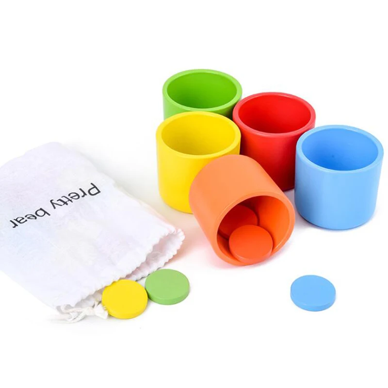 

Montessori Color Classification and Matching Cup Kids Early Educational Toy For Children Baby Wooden Toys Desk Game