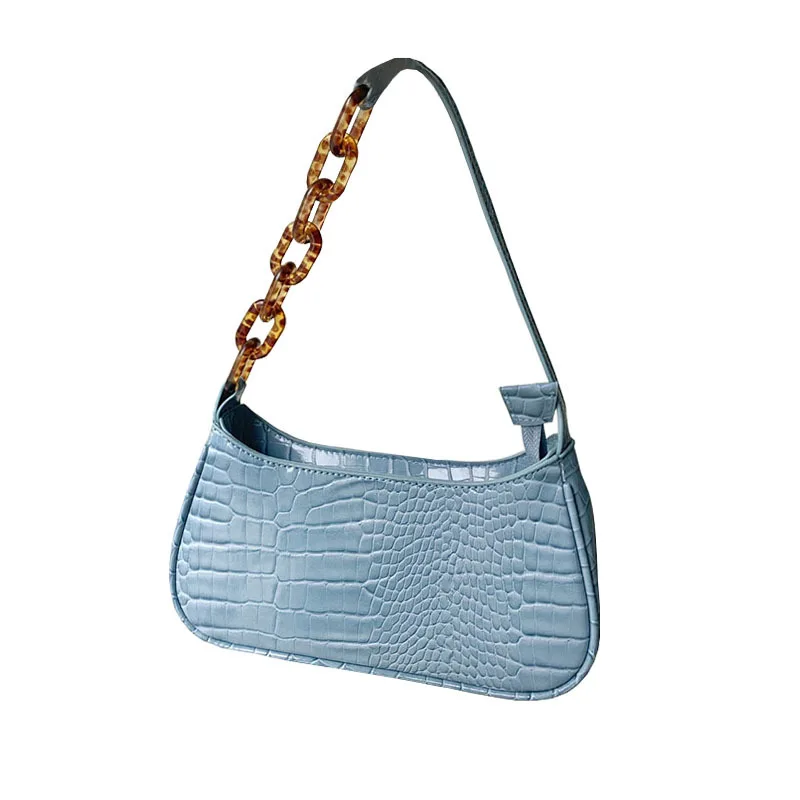 Сумка багет из искусственной кожи сумка через плечо крокодиловой с кристаллами и