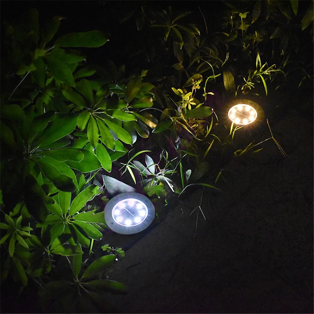 4-8pcs Solar Power Disk Light 8LED Ground Lamp Spot for Outdoor Path Way Yard Garden Decking Lawn Waterproof smart on | Освещение