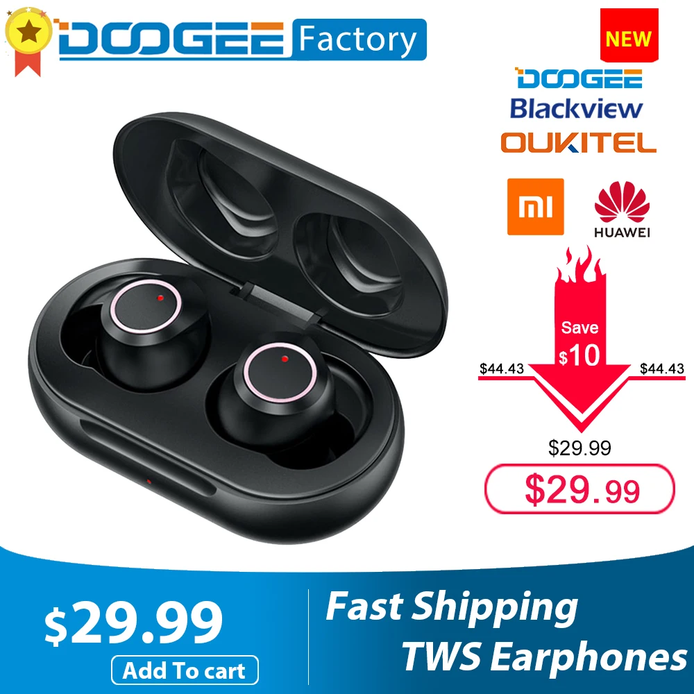 TWS наушники Doogee Dopods с поддержкой Bluetooth 5 0 и зарядным футляром|Наушники гарнитуры| |