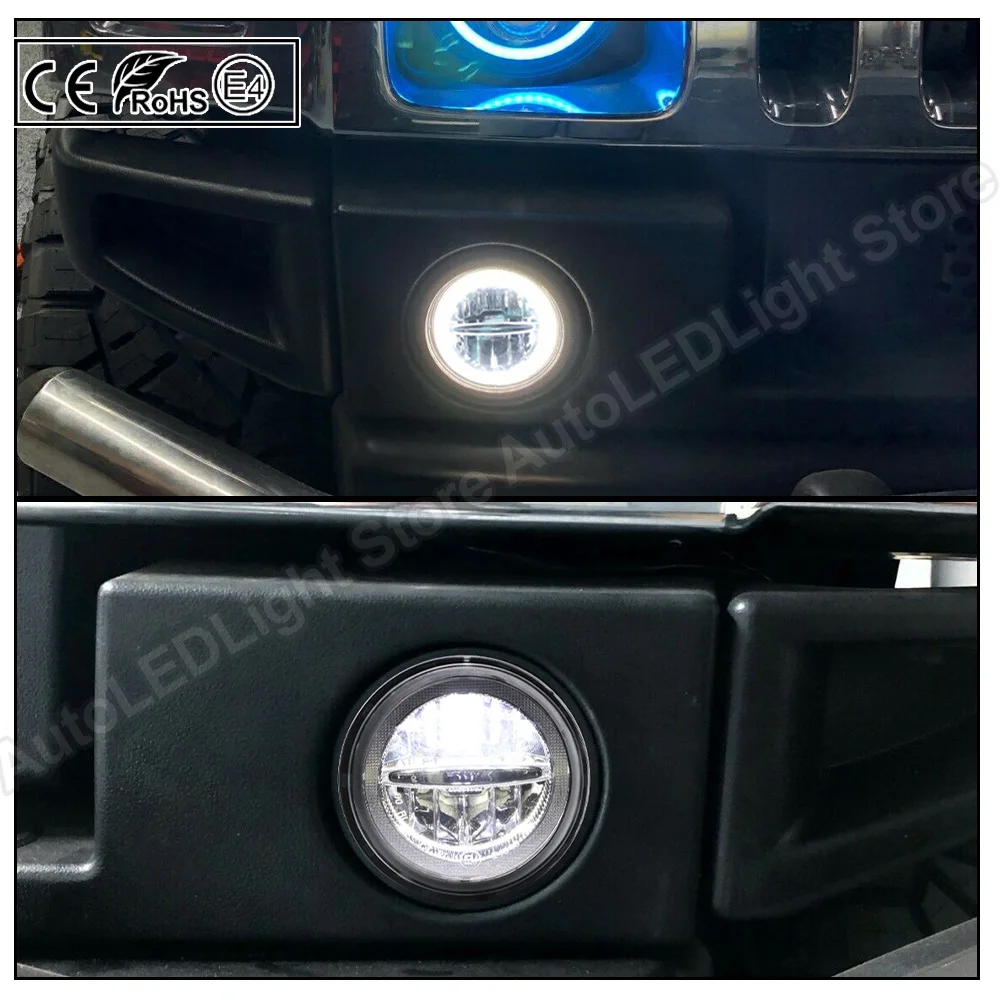 

2Pcs LED Bumper Fog Lights Halo Front Daytime Running Lamp DRL Light Assembly For Hummer H2 2003 2004 2005 2006 2007 2008 2009