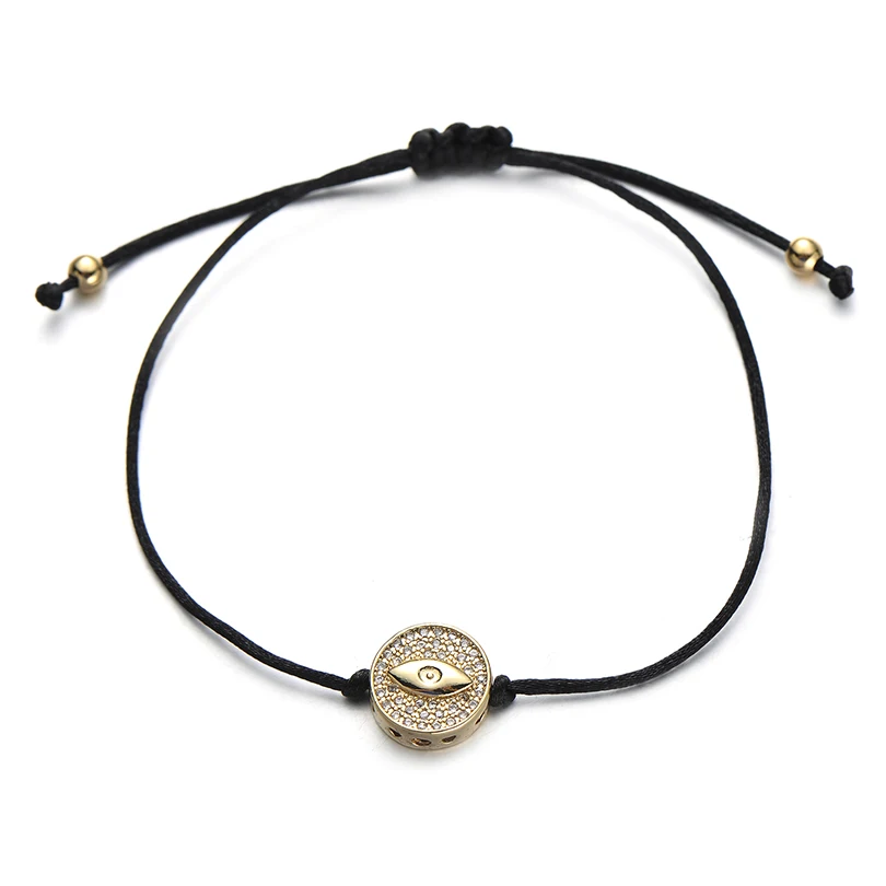 eye gold Pipitree Фианит, циркон, Кристалл Круглый браслет в форме сердца глаз бабочка цветок Шарм красные нитяные браслеты для женщин ювелирный подарок для возлюбленных - Окраска металла: eye gold