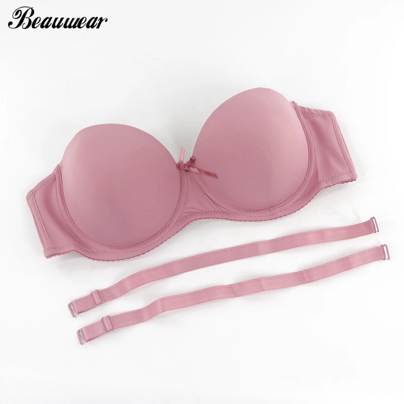 Beauwear сексуальный D DD E формы «Стакан» чашки Бюстгальтеры для женщин мягкое белье Топ Комфорт Fit без бретелек с силиконовый ремешок бесшовное нижнее белье