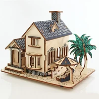 3d wooden ocean villas contruction puzzle building model diy beach house puzzles educational toy for children birthday gifts