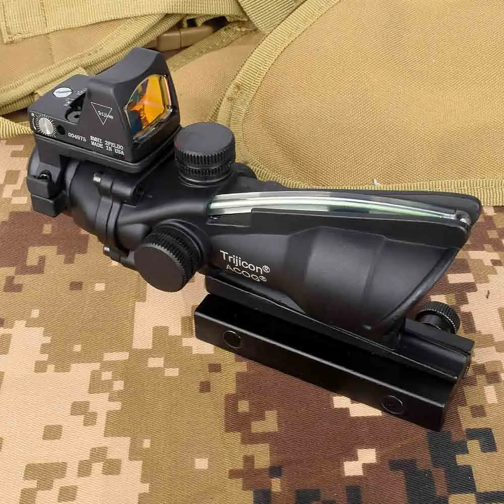 Acog 4x32 оптический прицел Cahevron сетка волокно зеленая подсветка оптический прицел с Rmr мини Красный точка зрения