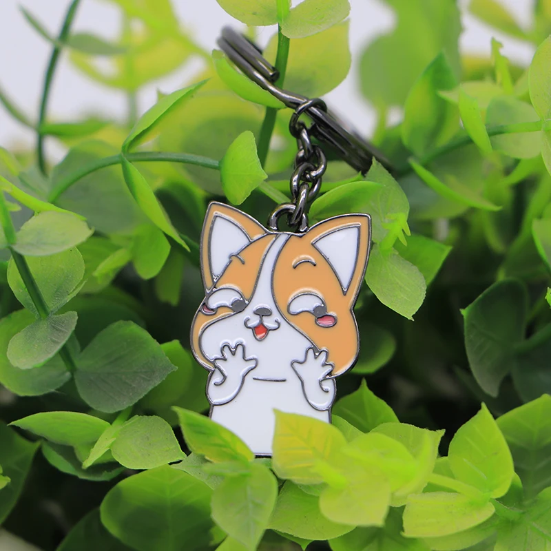 Милые брелоки с животными из мультфильмов металлические забавная Хаски корги