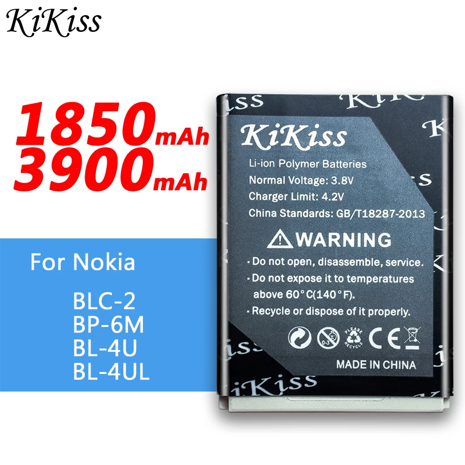 KiKiss Батарея для Nokia 3310 3330 3410 5510 6800 3510 8900 3120c 3250 6233 N93 9300i 9300 6290 6288 Asha 225 BLC 2 BP 6M BL