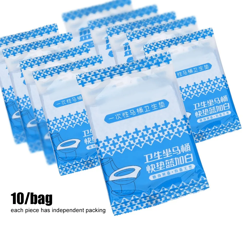 

10PCS/Bag Waterproof Disposable Single Independent Packaging Toilet Seat Paper Mat Cover Waterproof, bacteria-proof and soft