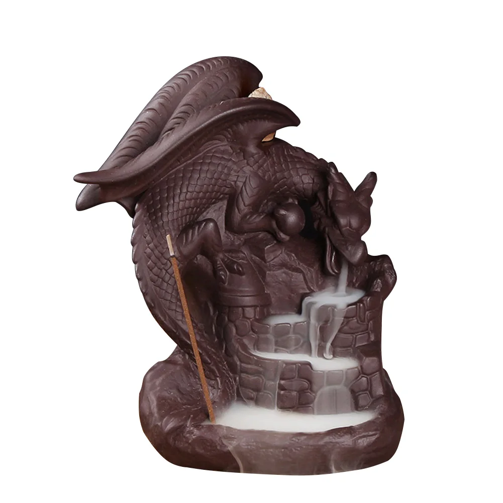 Office Yoga Traditional Incense Burner Holder Craft Desktop Dragon Shape Backflow Relaxing Bedroom Gift Decoration Home | Дом и сад