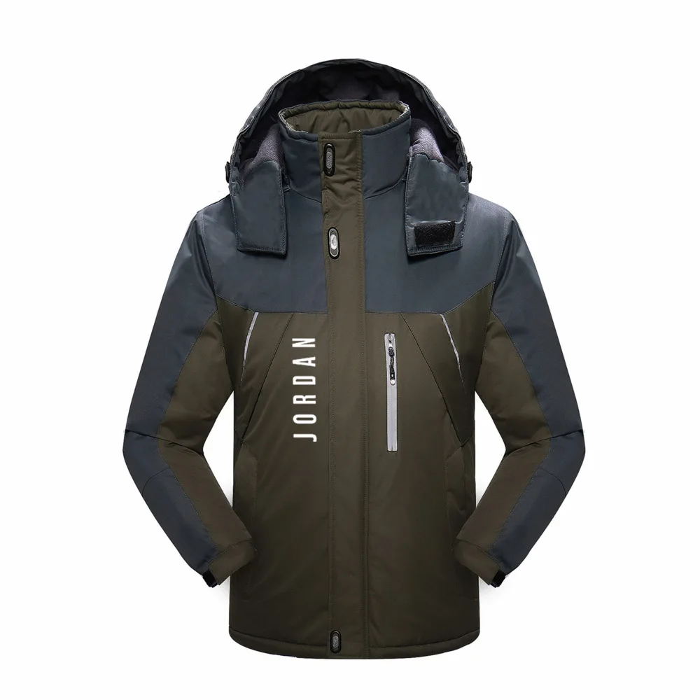 

Ski Jacket Winter Parka Men Hooded Plus Velvet Cotton Warm Softshell Jacket Men Fishing Jacket Waterproof Thick Outdoor Hikin