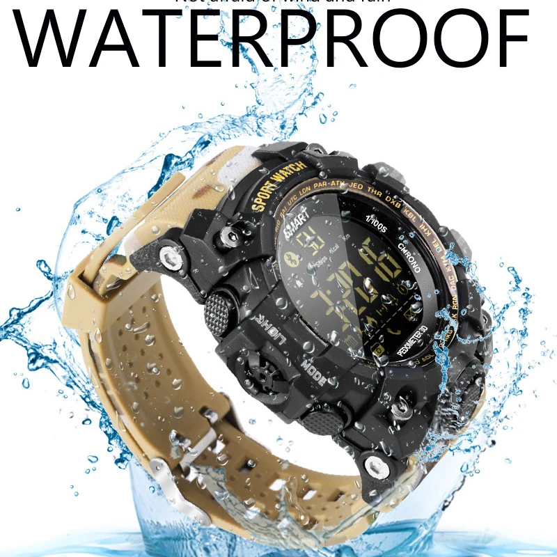 

Outdoor Men Army Green Camouflage Digital Wristwatches Tpu Strap Stop Watch Alarm Waterproof Sport Smart Watches for Android Ios