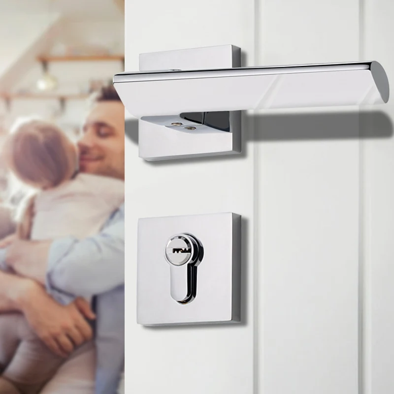 

Modern Mute Door Lock Set Handle Door Lock Security Locks Door Lock Kit for 35-50mm Doors Zinc Alloy Handle Hardware decoration