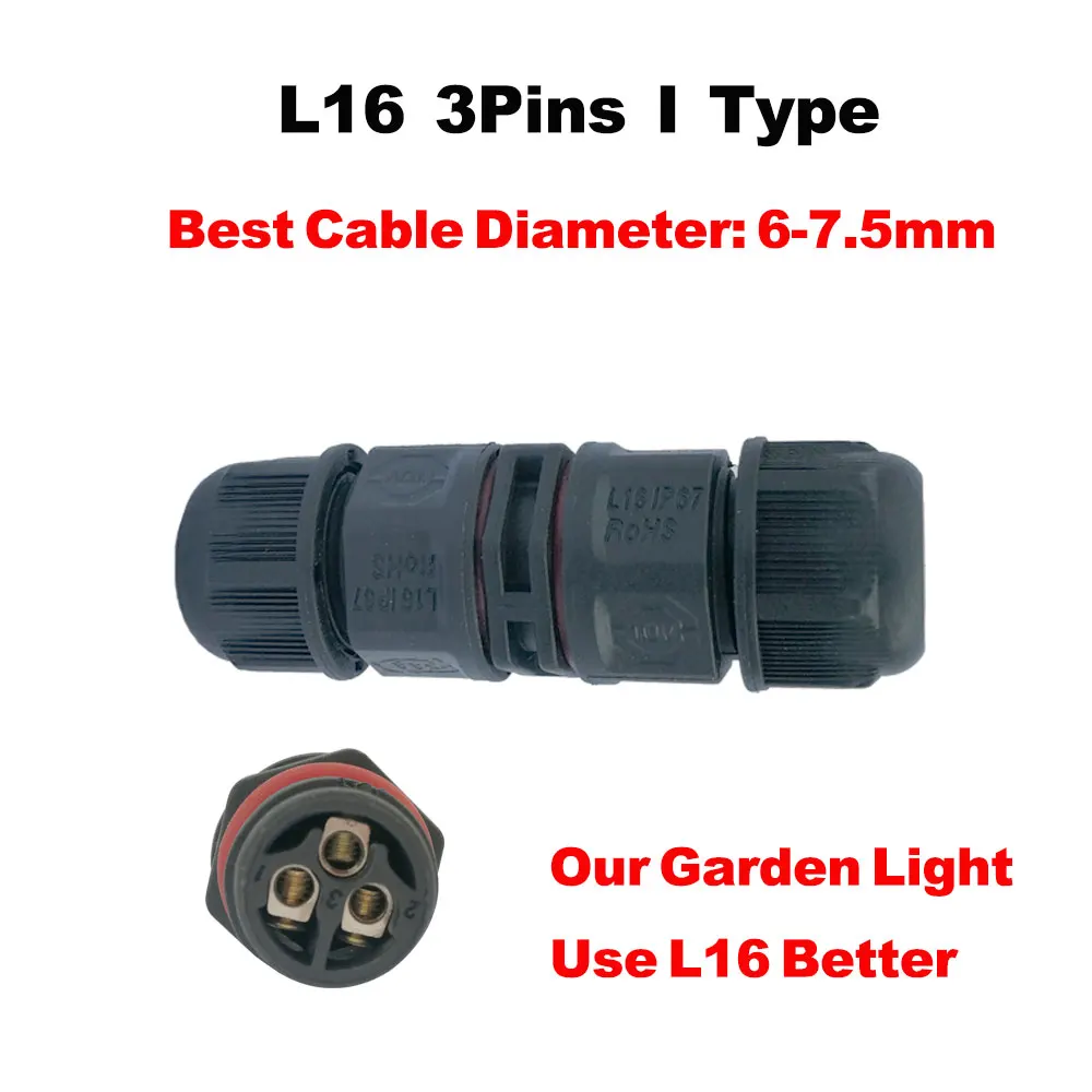 L16-3I IP67 водонепроницаемый разъем 2 Pin 3 Pin электрический терминал провода адаптер разъем винт и паяльный штифт разъем для светодиодный светильник - Цвет: L16-3I