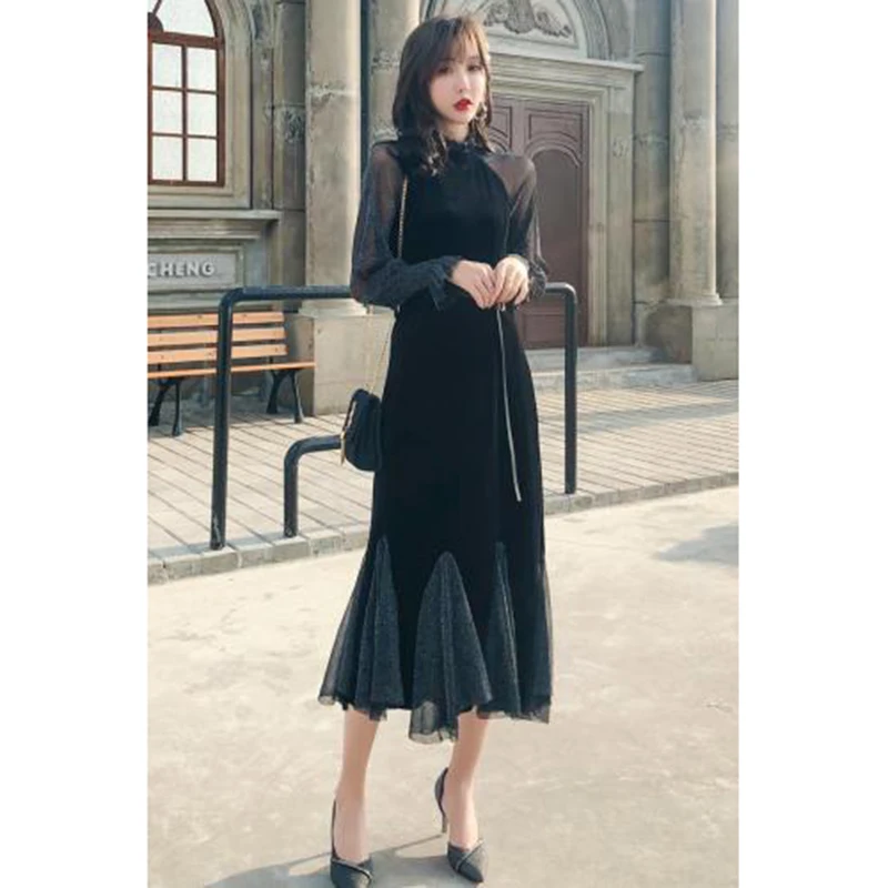 Женское винтажное платье-Русалка элегантное облегающее лоскутное платье с