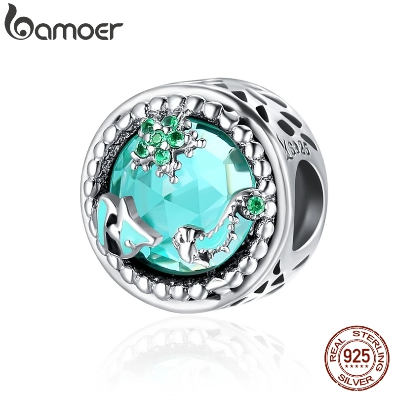 

BAMOER Fashion New Genuine 925 Sterling Silver Mystery Ocean Charms Beads fit Women Charm Bracelets DIY Stone Jewelry SCC246