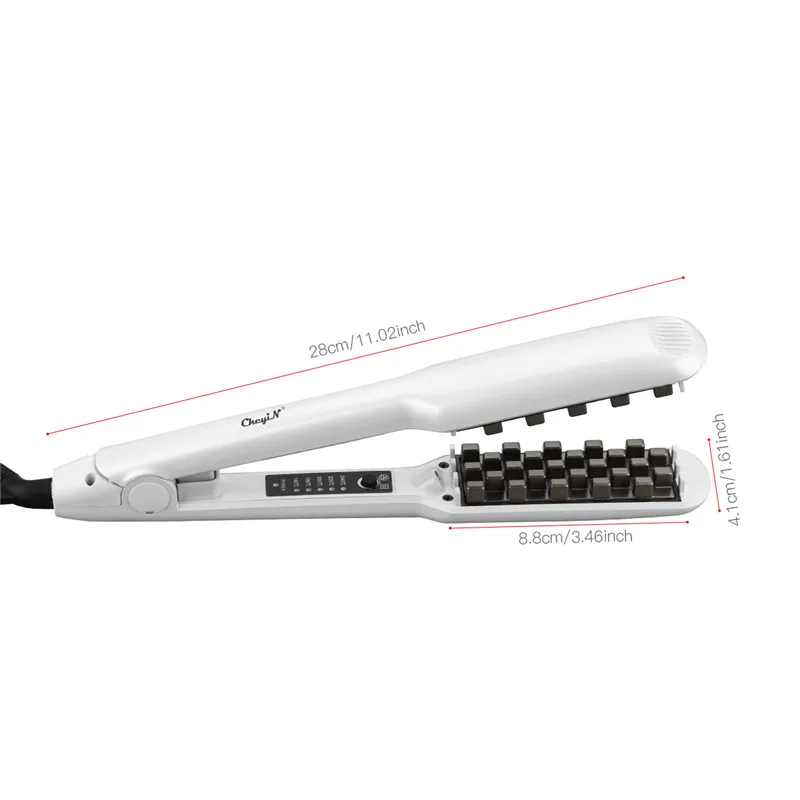 3D Grid Hair Crimper Volumizer Ceramic Professional Hair Fluffy Corrugated Curler Flat Iron Corn Hair Splint Perm 5 Temperatures