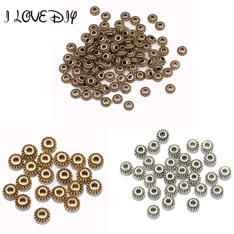 100 шт 6 мм античный серебряный тон из цинкового сплава колесный Шестерня форма