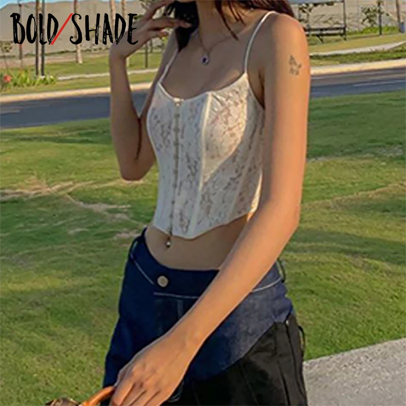 

Bold Shade Y2K Lace Floral Spaghetti Strap Bustier Tops Sexy Indie Aesthetic Fashion Streetwear Women Party Corset Top Camisole