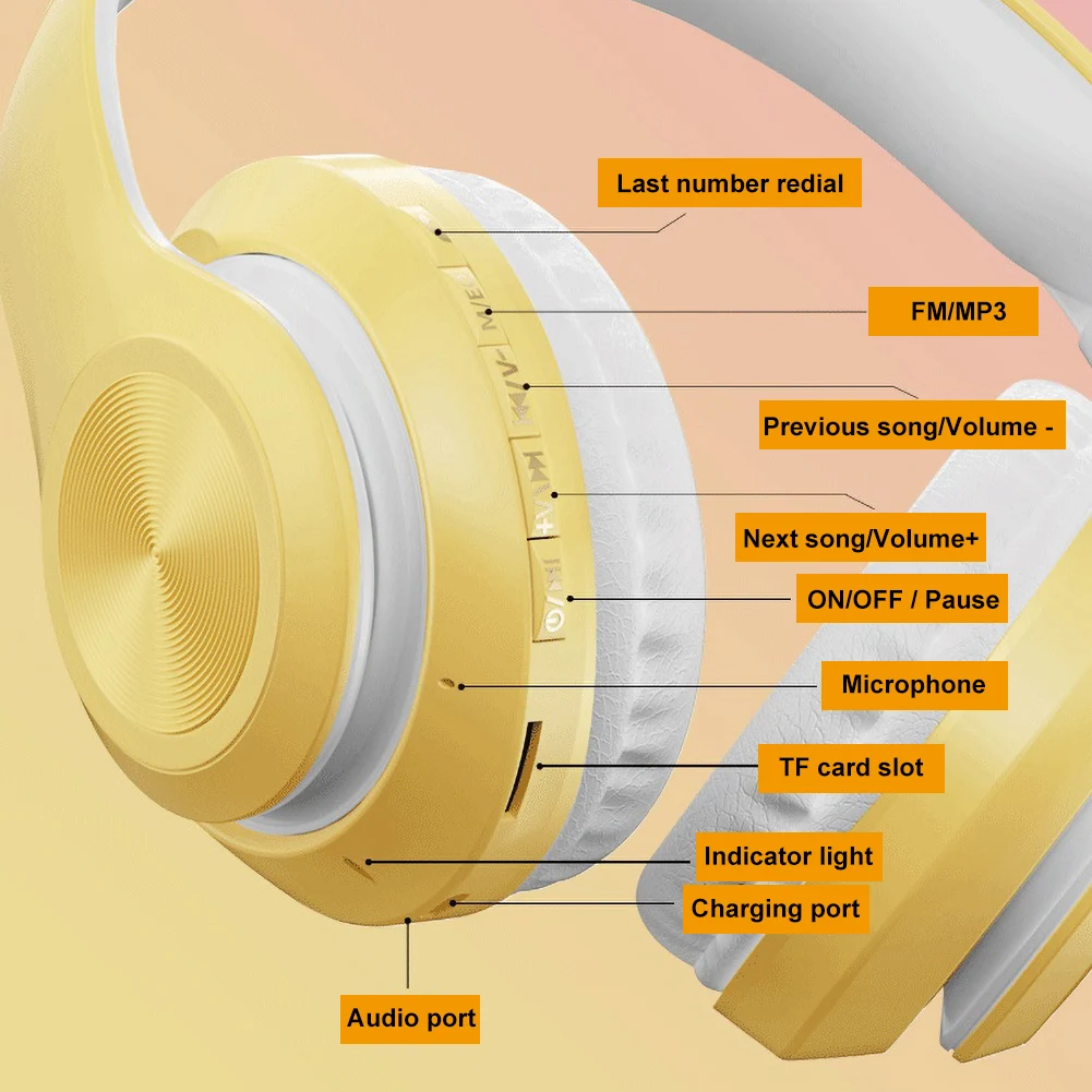 

P68 Bluetooth 5.0 Foldable Rechargeable Wireless Headset HiFi Sound Headphones Stereo Foldable Sport Earphone Microphone headset