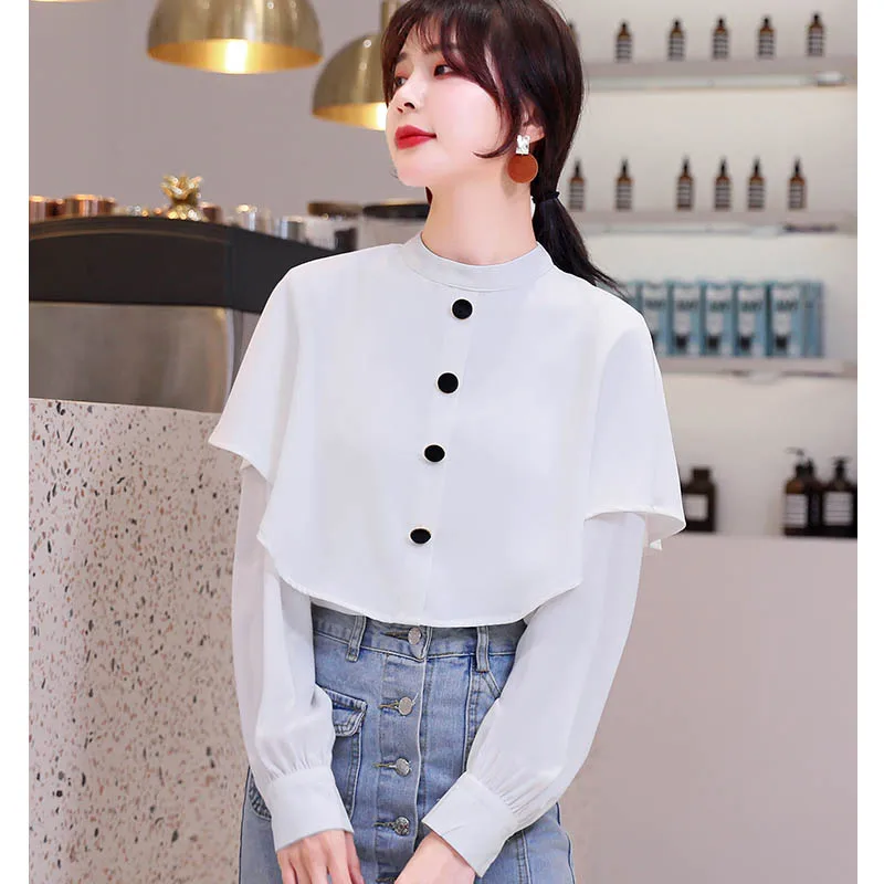 Женские блузки и топы размера плюс белая офисная рубашка OL с длинным рукавом