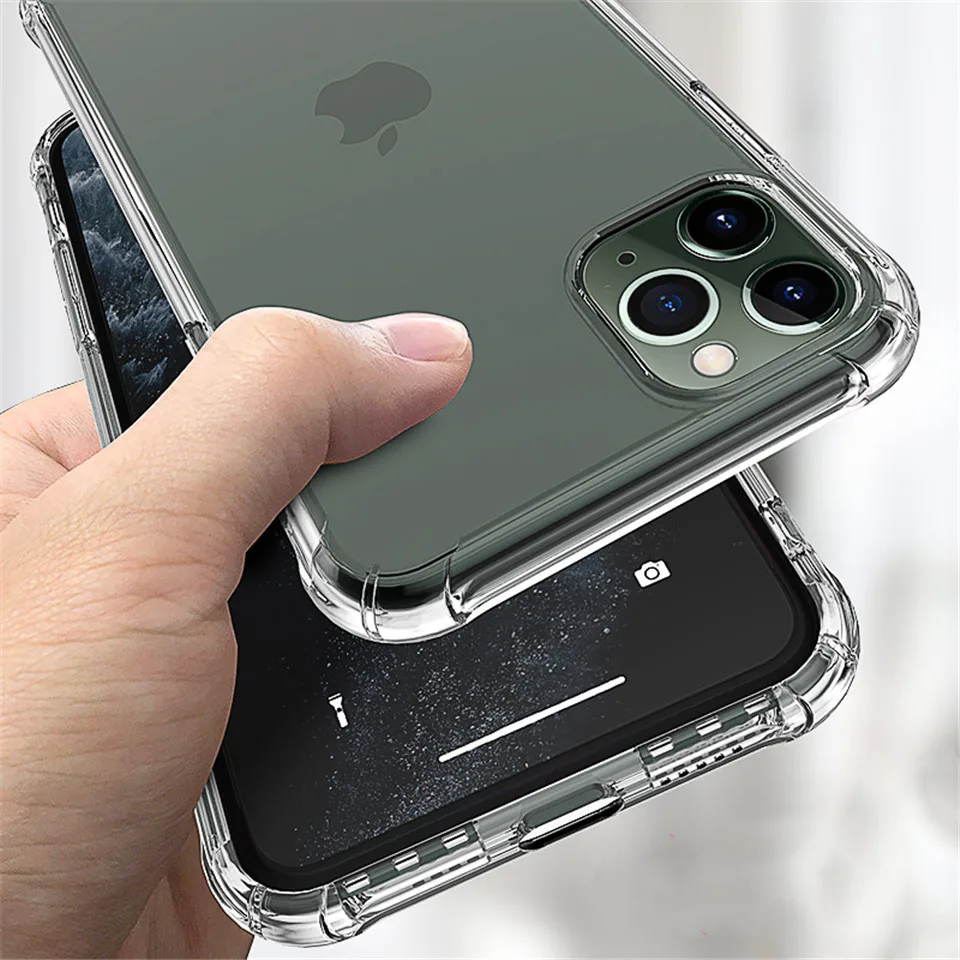 Прозрачный ударопрочный Мягкий силиконовый чехол для iPhone 12 11 Pro Max X XR XS 8 7 6 6S Plus SE