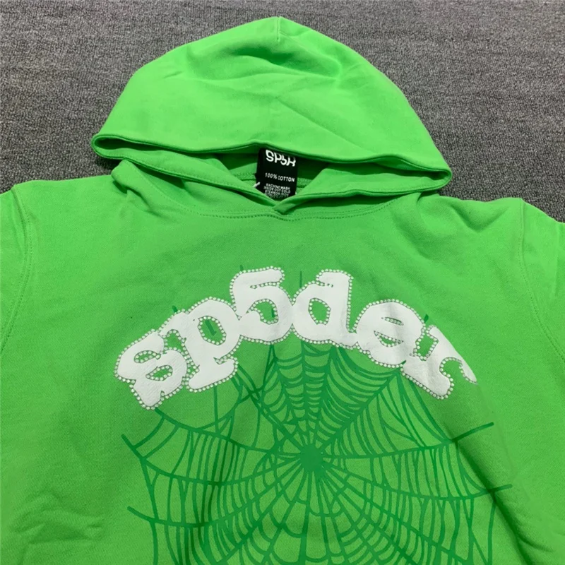 

Зеленый пенопластовый принт Sp5der для молодых хулигантов 555555, для мужчин и женщин, 1:1, высококачественный пуловер в стиле унисекс с паутиной с...