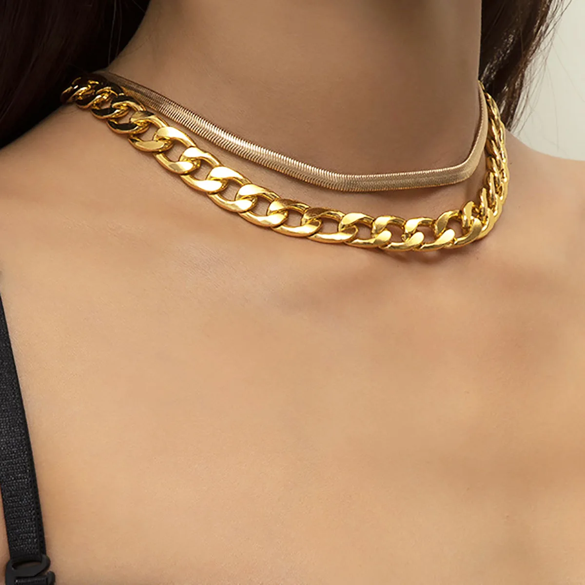 

Boho Blade Snake Bone Chain Necklace Women Retro Multilayer Gold Color Metal Thick Clavicle Necklaces Girls Fashion Jewelry