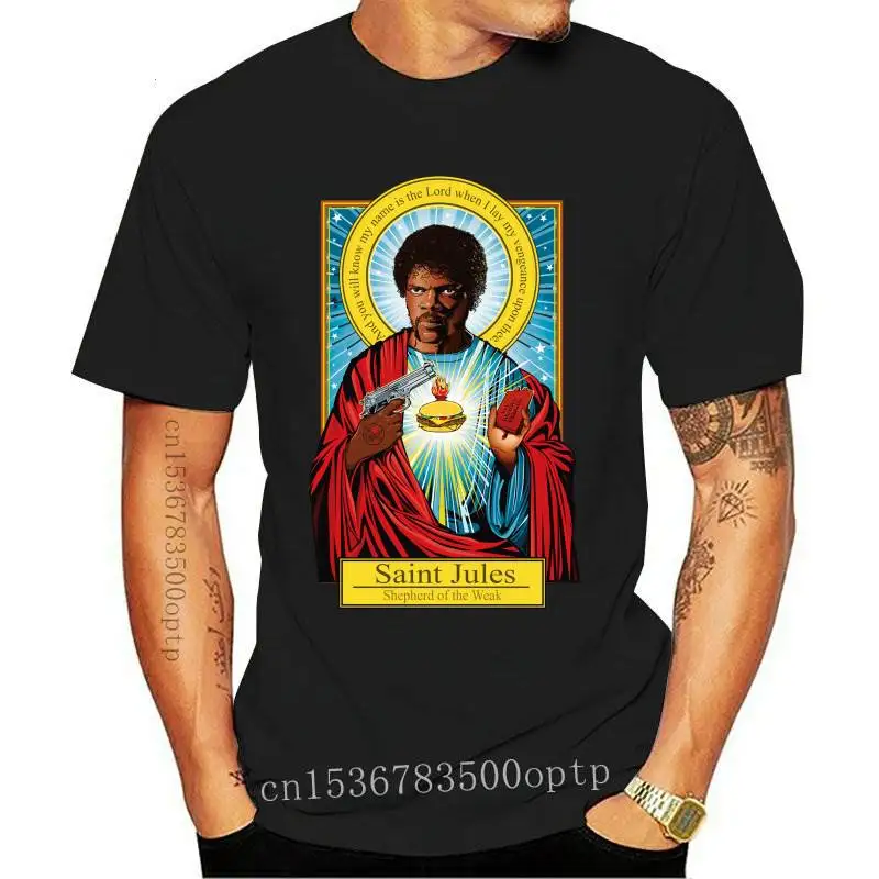 

2020 Fashion Brand Pulp Fiction T shirt Saint jules Print T shirt Summer Short Sleeve Shirts Tops Catholicism Tees T-Shirt tees