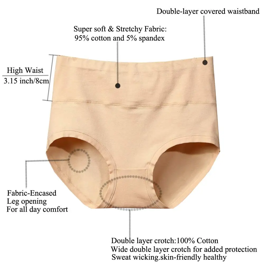 Женские хлопковые трусы с высокой талией нижнее белье мягкие эластичные трусики