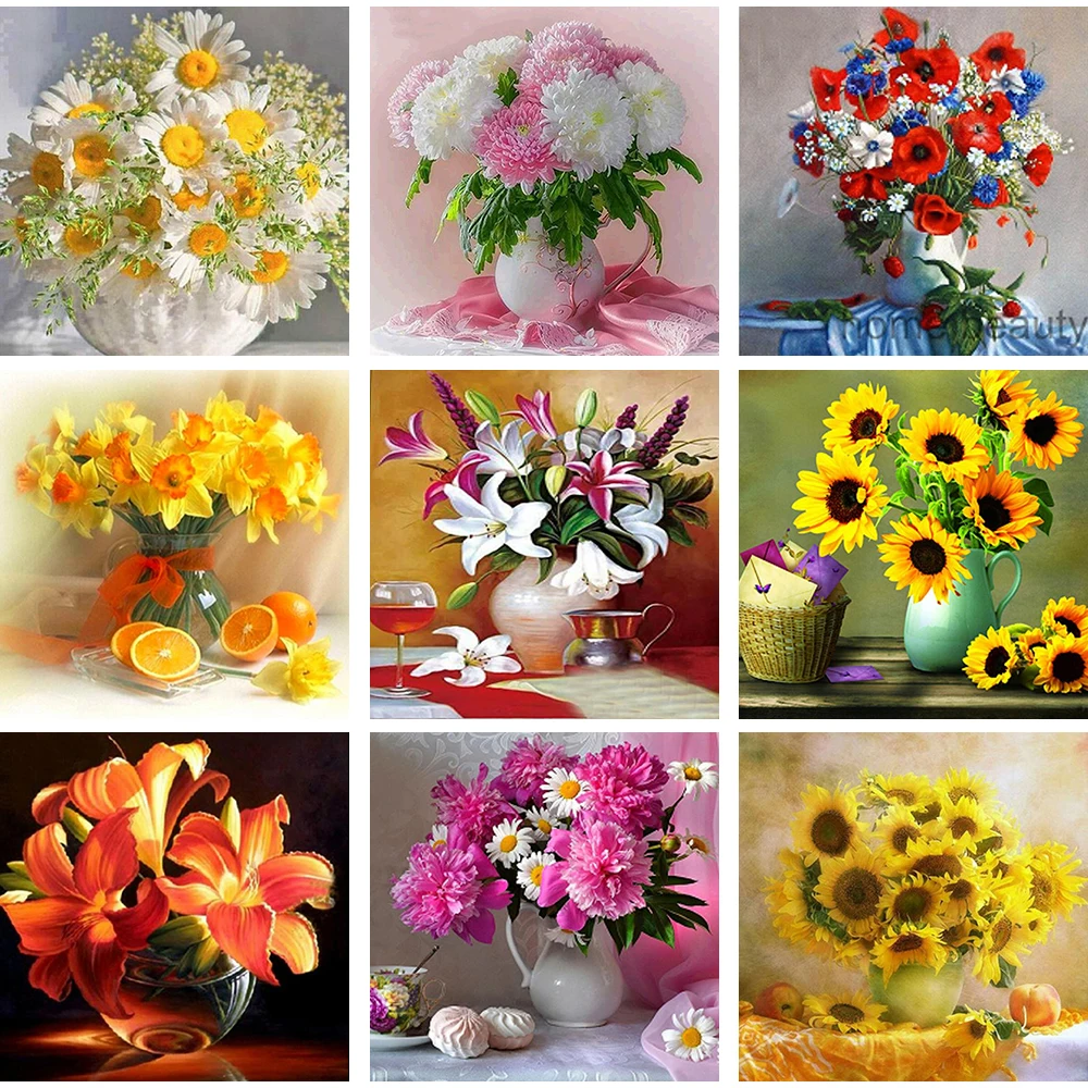 5D DIY цветок алмазная живопись аксессуары полная дрель круглые стразы картинки