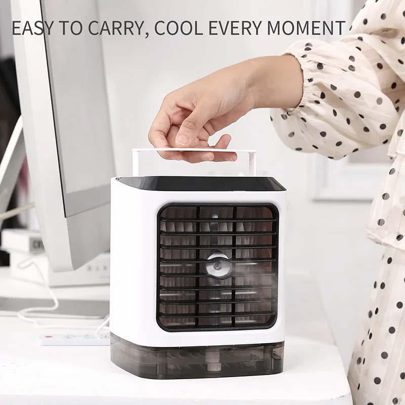 

USB Mini Portable Air Conditioner Humidifier Purifier 7 Colors Light Desktop Air Cooling Fan Air Cooler Fan for Office Home