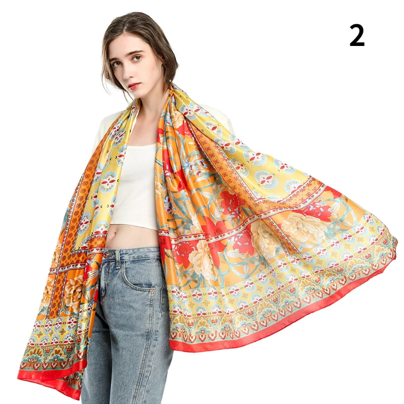 Новинка весна/лето шарф шаль новые шелковые атласные шарфы с Мозаичным принтом