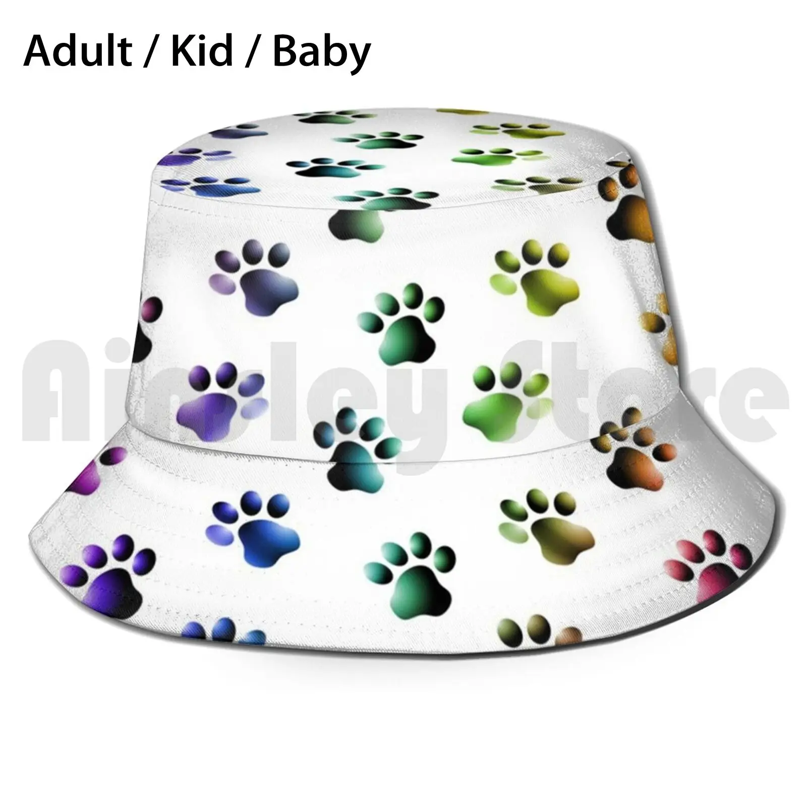 

Animal Paw Prints Cats Dogs Rainbow Colors Sun Hat Foldable UV Protection Dog Cat Animal Paw Paw Pattern Cat Paw