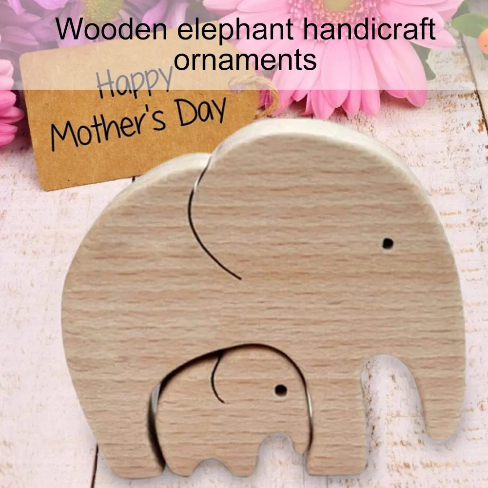 

Mothers Day Ornament Mini Wooden Elephant Craft Desktop Art Decoration Birthday Party Gift For Mother Grandma Home Bedroom