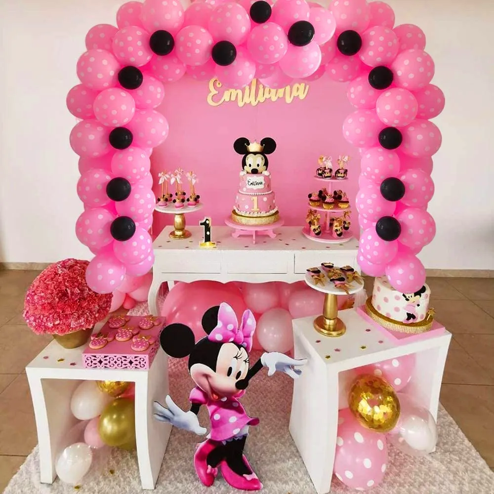 

1set Minnie Mouse Pink Polka Dot Balloon Garland Arch Kit Party Latex Balloon Kids Birthday Party Decorations Baby Shower Globos