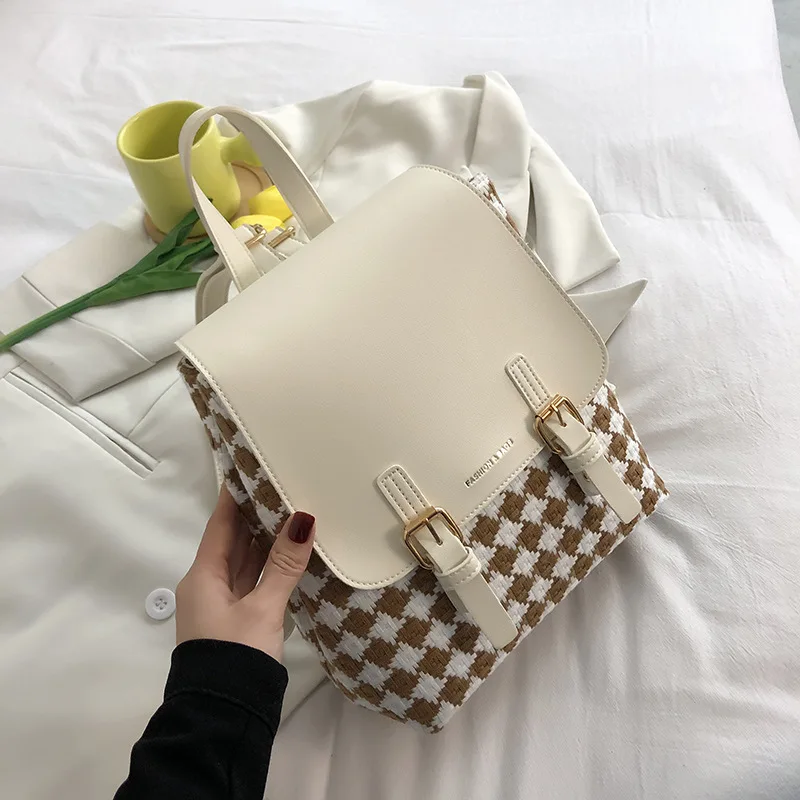 

Клетчатый Рюкзак, модная трендовая школьная сумка, повседневная женская сумка, 2021, дизайнерские сумки, новый универсальный осенний рюкзак в...