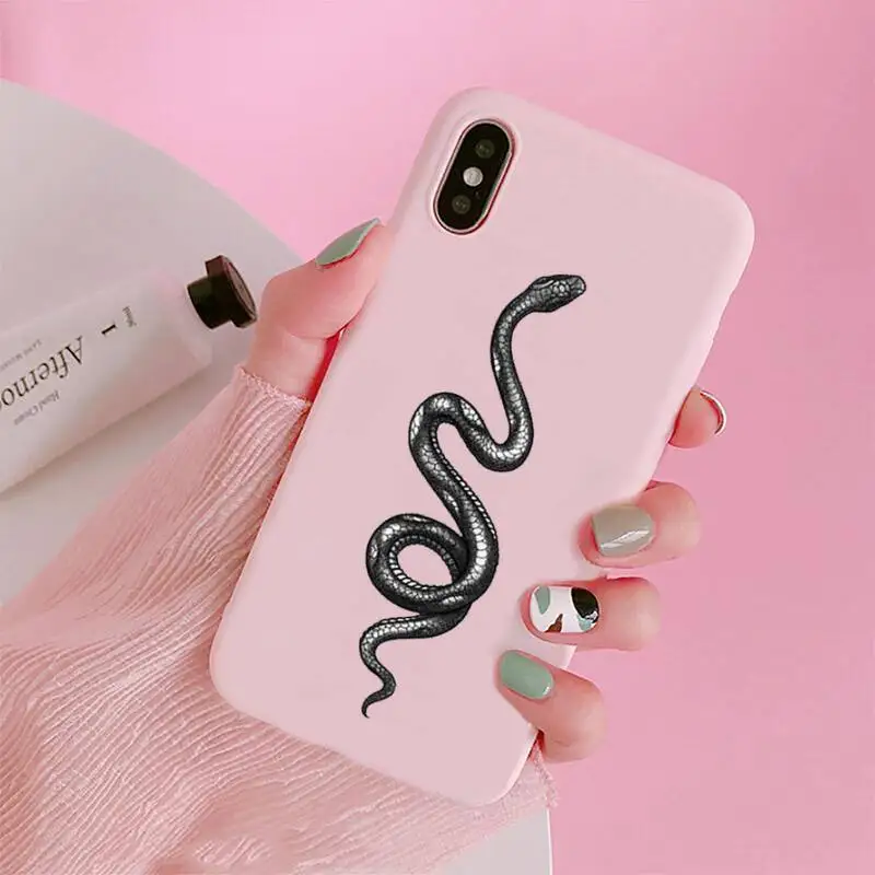 

black snake Terrible horror animal Phone Case Candy Color for iPhone 6 7 8 11 12 s mini pro X XS XR MAX Plus protective shell