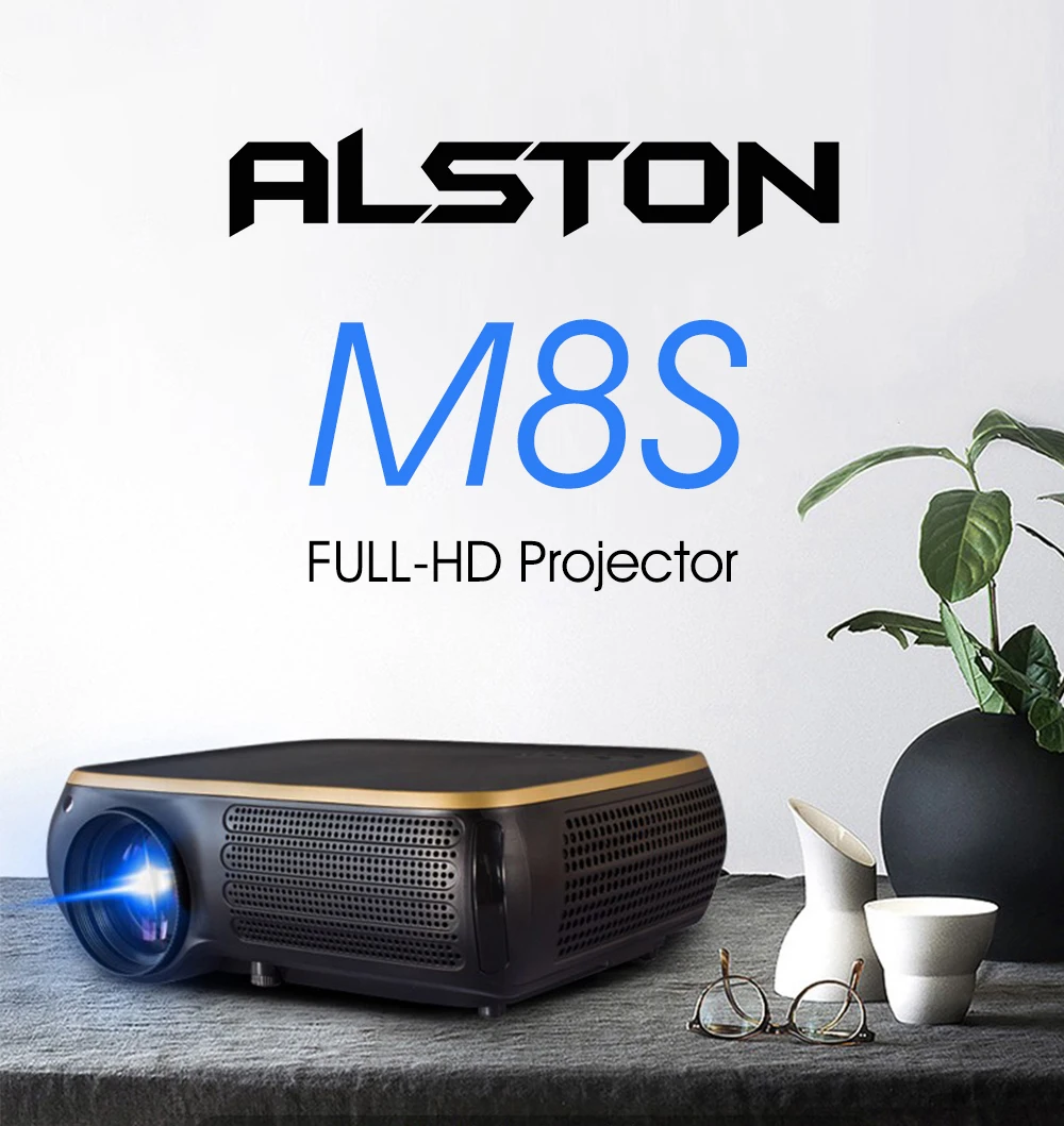 ALSTON M8S Full HD 1080P проектор 4K 6500 люмен кинопроектор проектор Android WiFi Bluetooth hdmi VGA AV USB с подарком