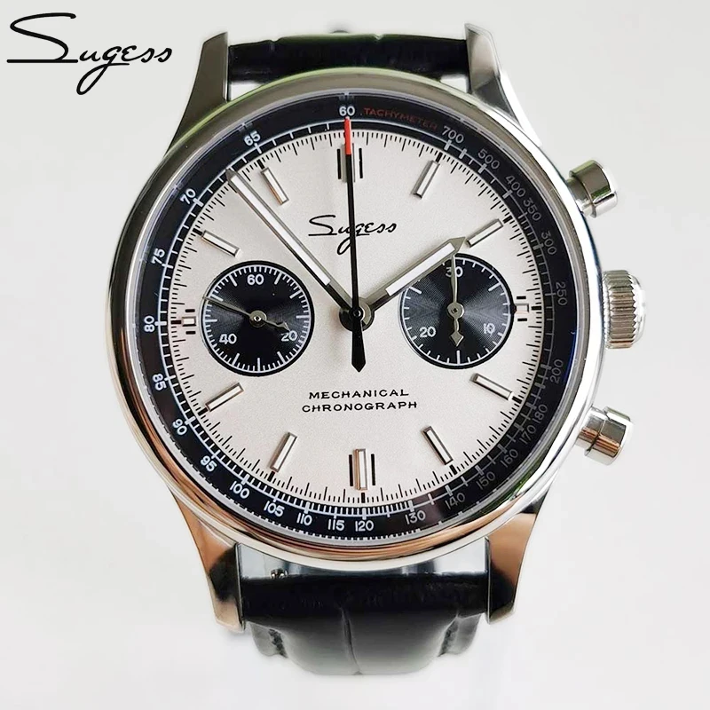 

Sugess Seagull Movement st1901 Chronograph Watches Mens 2020 Mechanical Sapphire Swan neck Luminous Pilot 40mm Panda Mens Watch