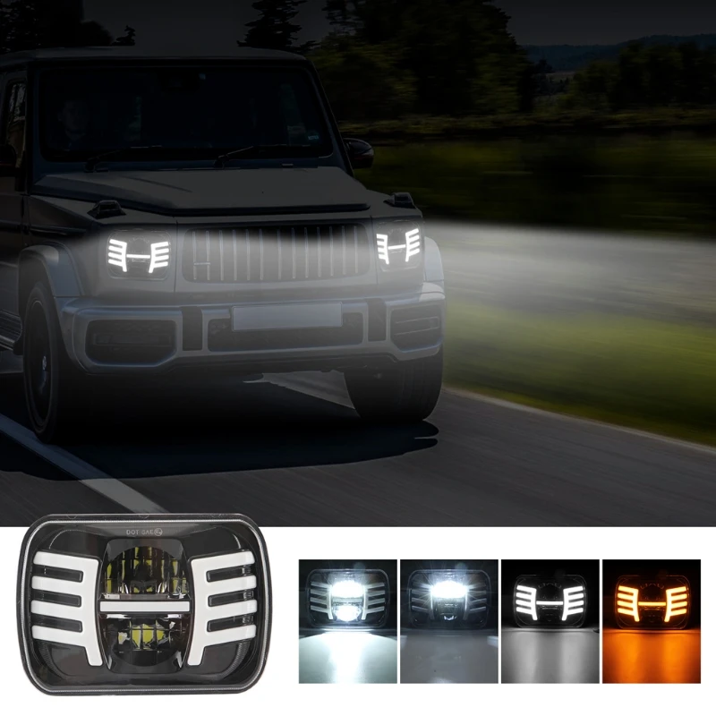 

1PC 7 Inches Square Car LED Day Light 9-30V 400W 40000LM Car Light with Steering Applies 5x7 " 6x7" Daytime Running Ligh