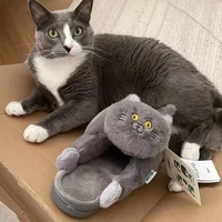 Women Hug Cat Slippers With Unique Design for Winter Female Indoor Floor Kawaii Shoes Slippers Fun Cute Cat Girls Gift Slippers