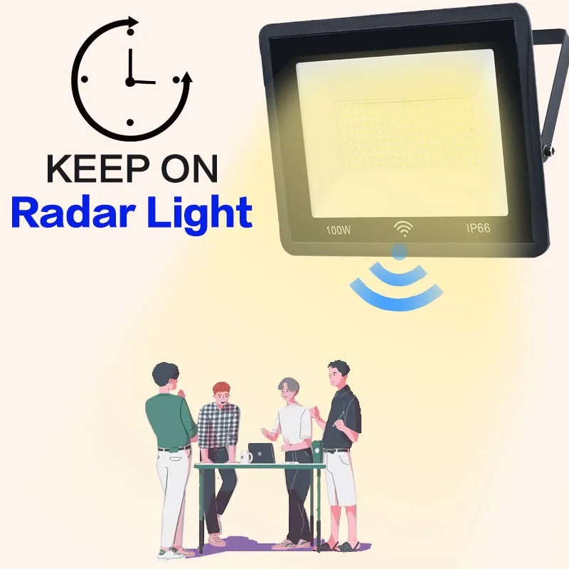 

Светодиодный прожектор с радаром, водонепроницаемый настенный светильник с датчиком задержки времени для сада, 100 Вт, 50 Вт, 30 Вт, 20 Вт