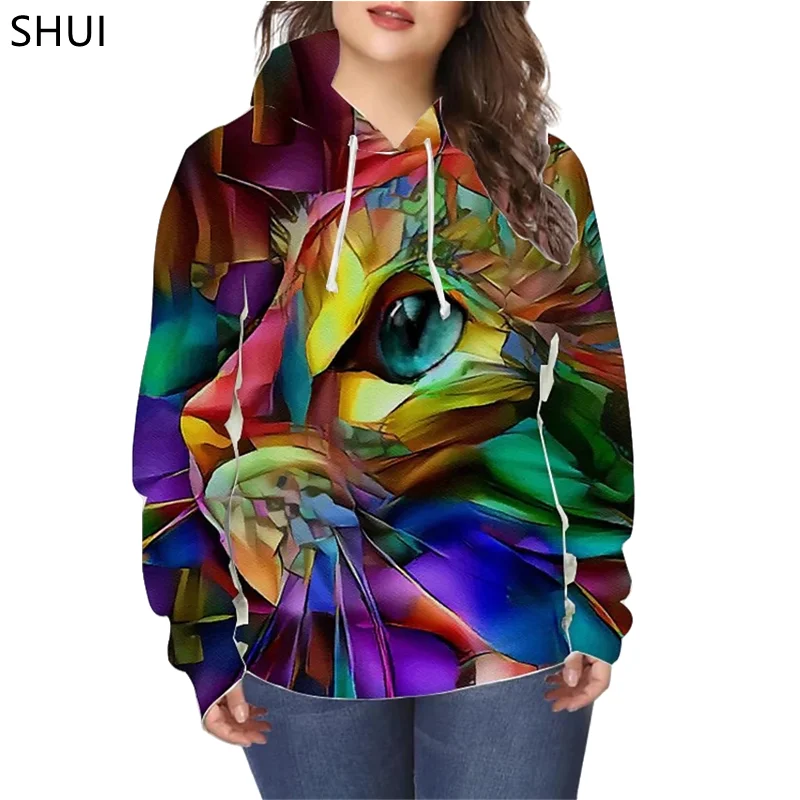 

Femmes Sweetshirts Emo Clothes 3D Print Cat Pattern Brown Hoodie Polerones De Mujer Cute Kawaii Tracksuit Women парные толстовки