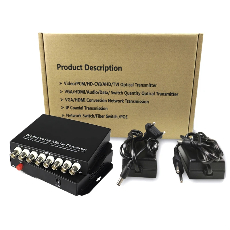 8-канальный аналоговый преобразователь BNC видео в оптоволоконный цена приемник