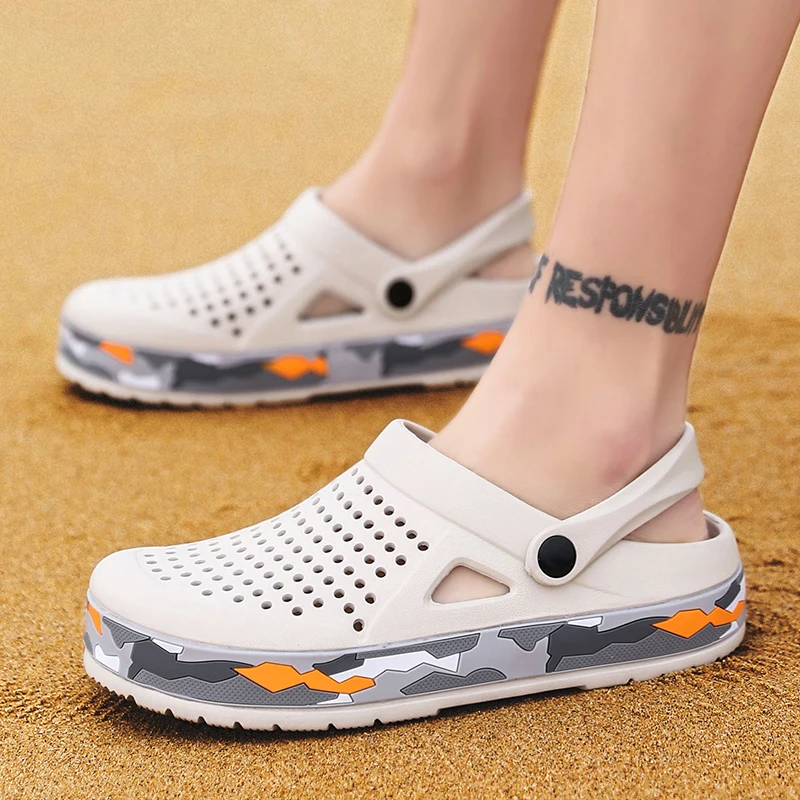 

Summer Men Slippers Outdoor Garden Shoes Male Clogs Beach Sandals Mules Massage Indoor Home Slides Bathroom Loafers Flip Flops