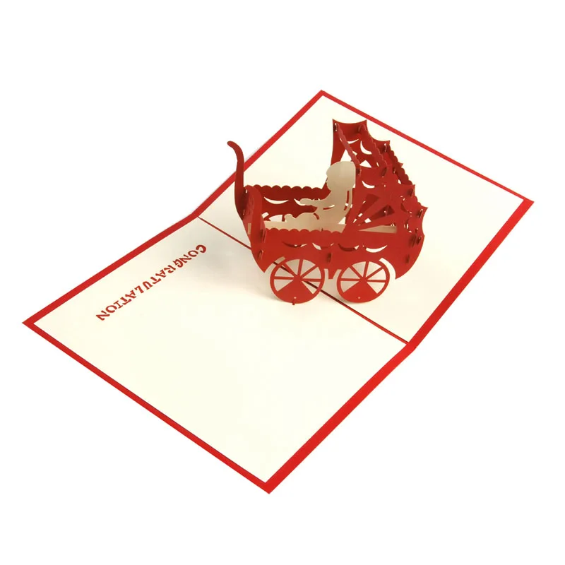 HOT 3D Pop Up Card Baby Carriage Invitation Happy Birthday Christmas Personalised Whosale&Dropship | Бытовая техника