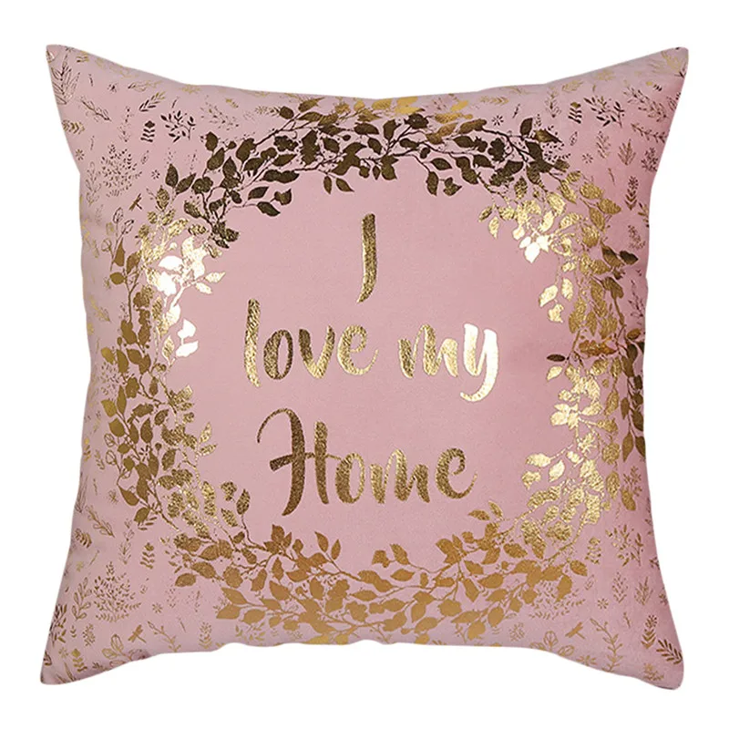 Fuwatacchi Pink Gold Foil Cushion Cover Heart Letter Geometric Pillow cover for Home Chair Sofa Decorative Pillows 45*45cm | Дом и сад